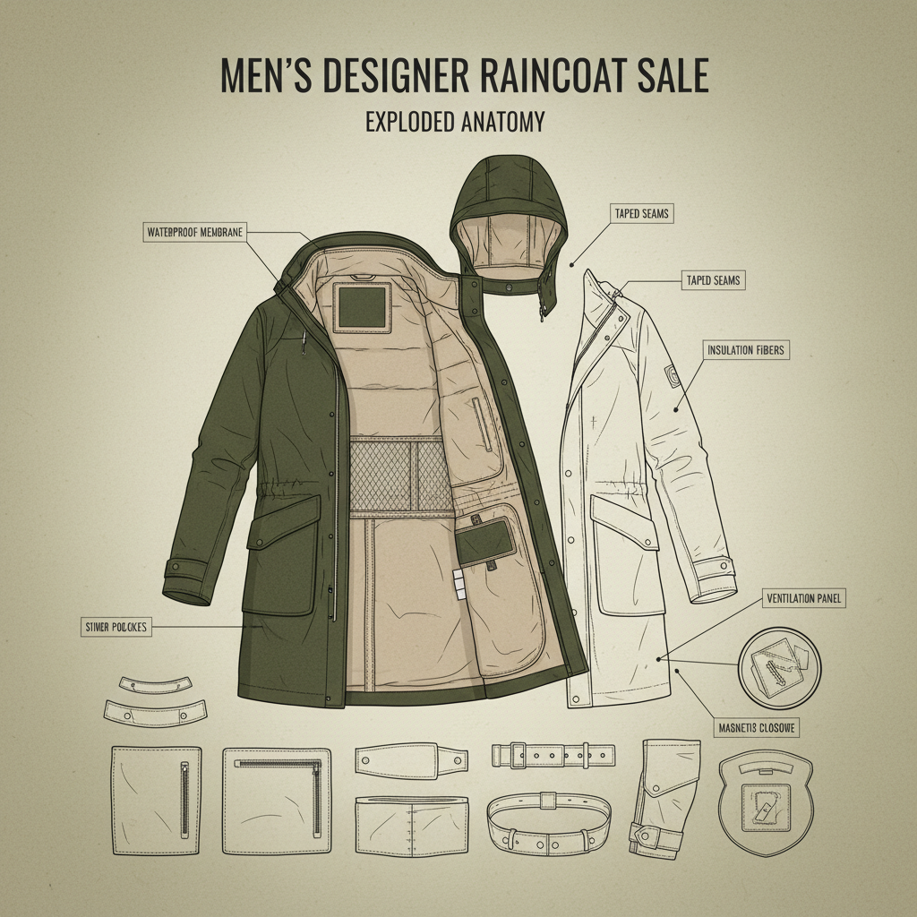 herre designer regnfrakk salg