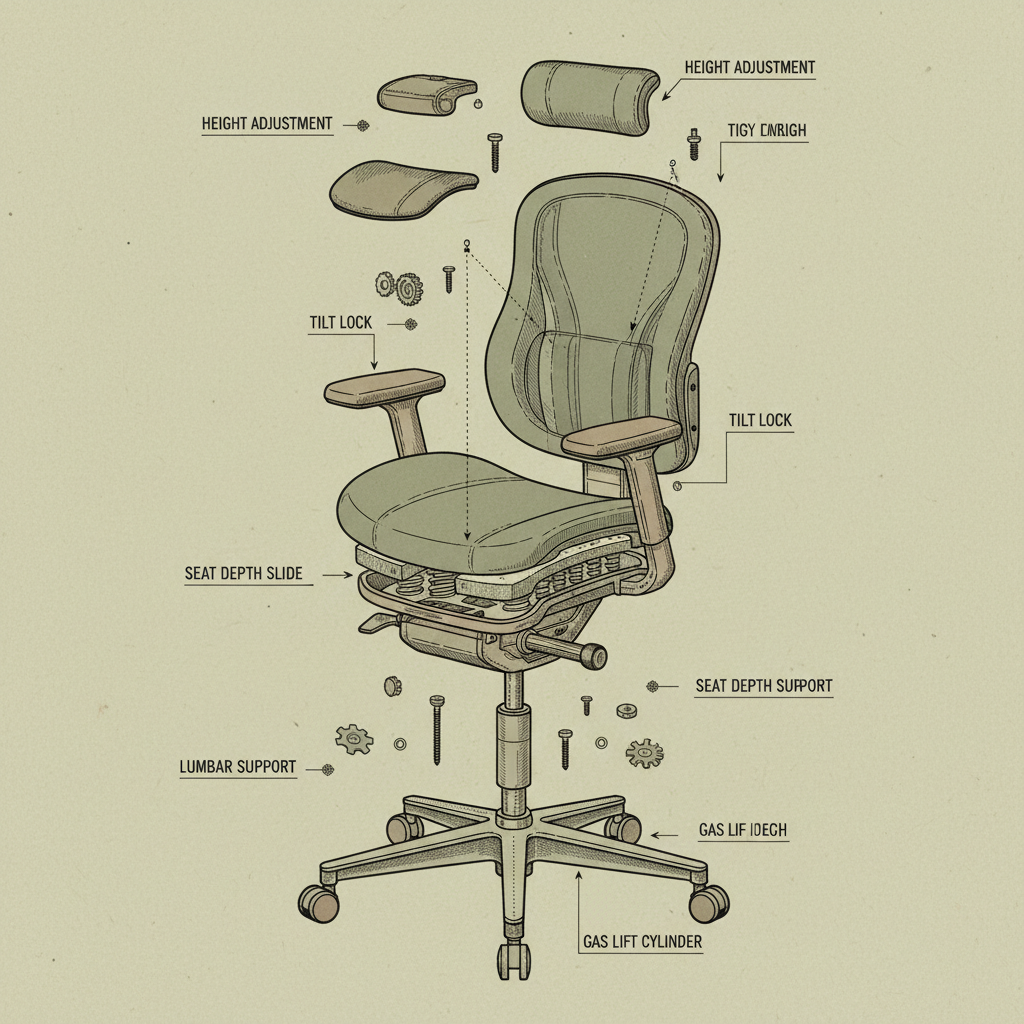 3 way adjustable office chair