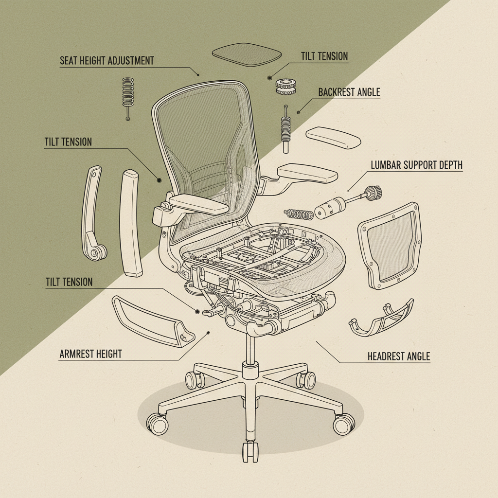 6 way adjustable office chair