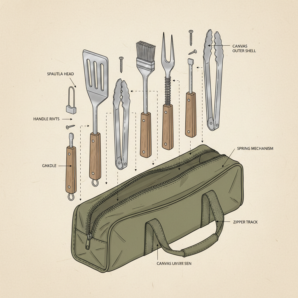 bbq utensil set with case