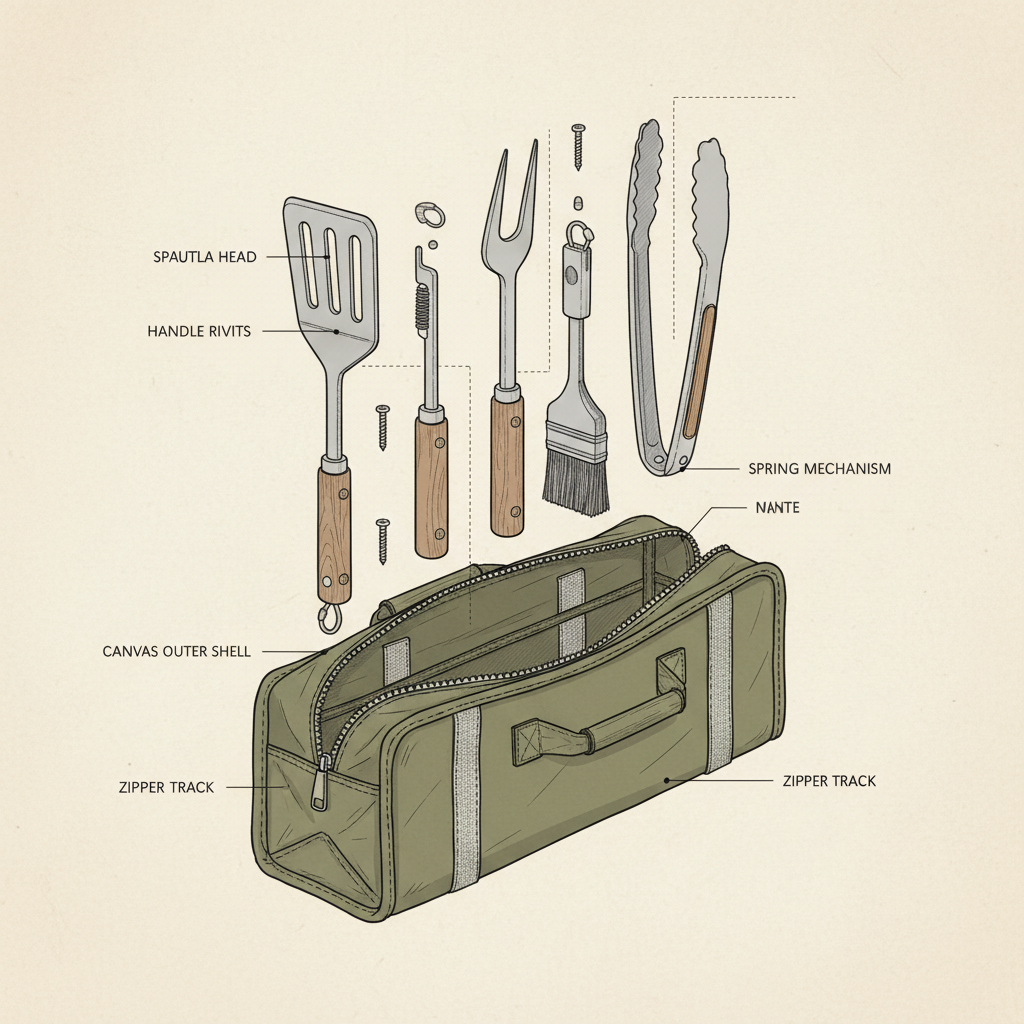 bbq utensil set with case