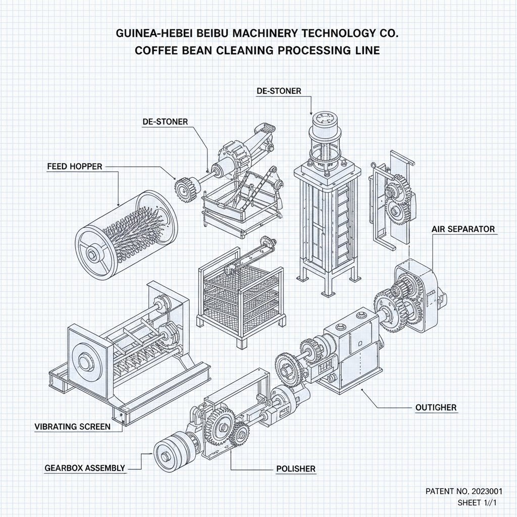 High Performance Coffee Bean Cleaning Processing Line in Guinea by Hebei Beibu Machinery Technology Co