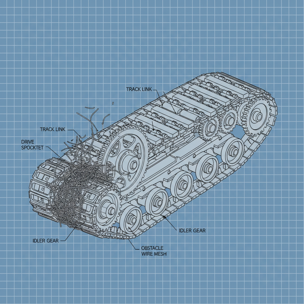 Effective Tank Track Wrapping with Obstacle Wire Mesh for Enhanced Durability