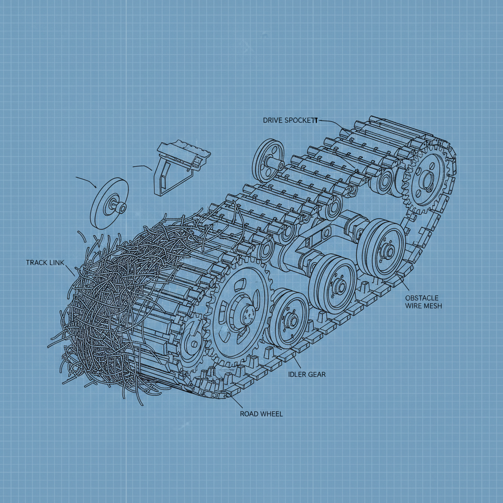 Effective Tank Track Wrapping with Obstacle Wire Mesh for Enhanced Durability