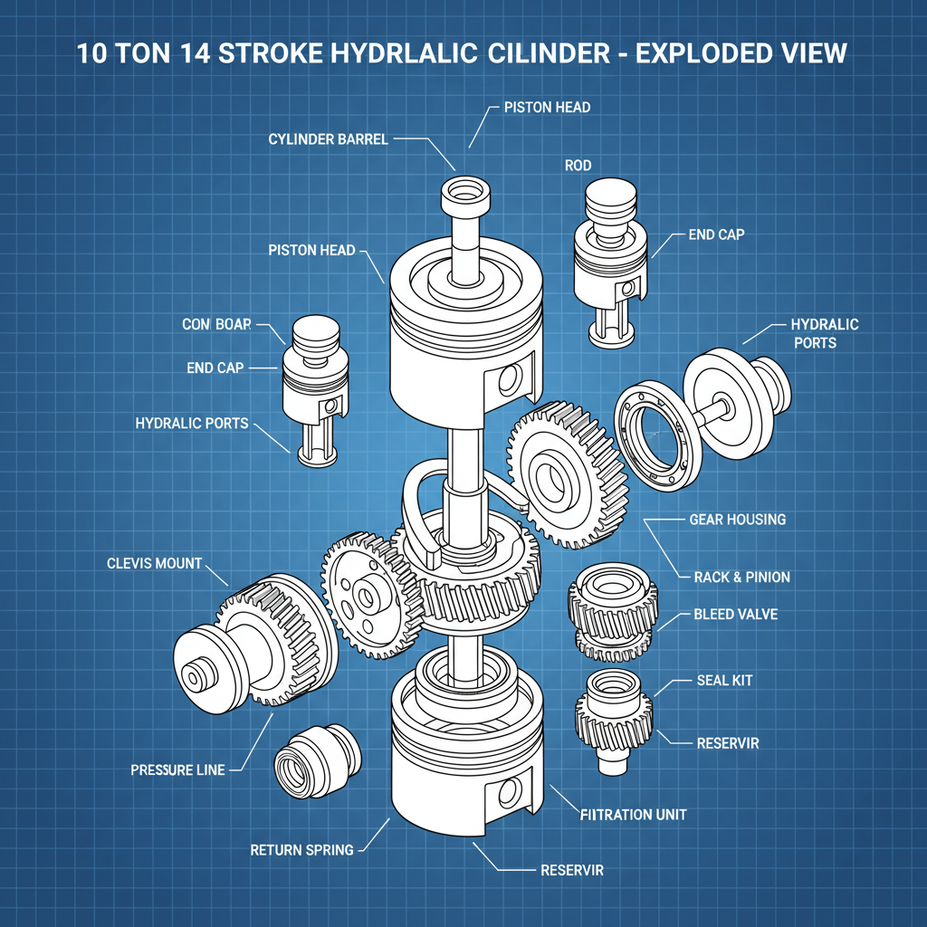 10 ton 14 stroke hydraulic cylinder