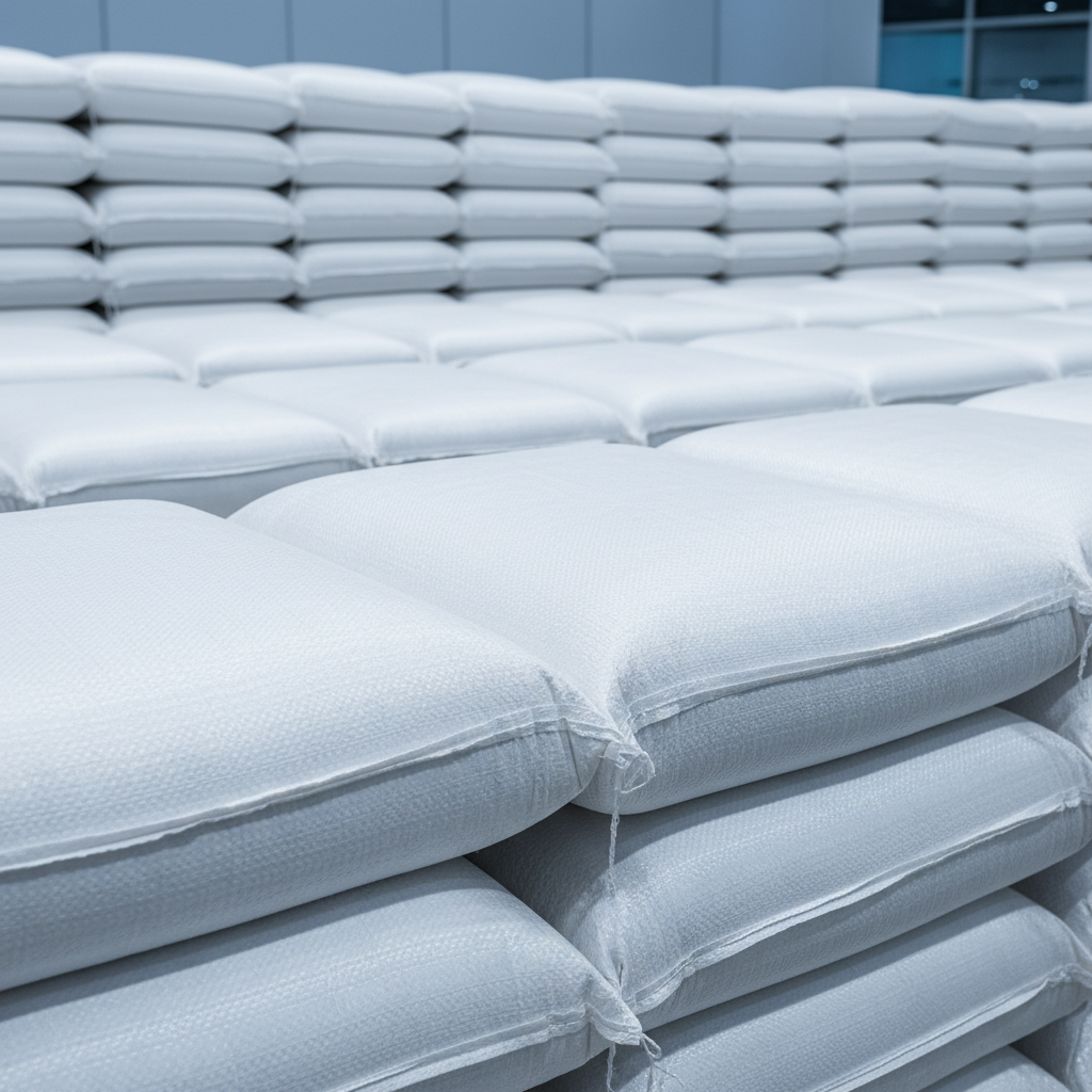 white woven polypropylene sacks