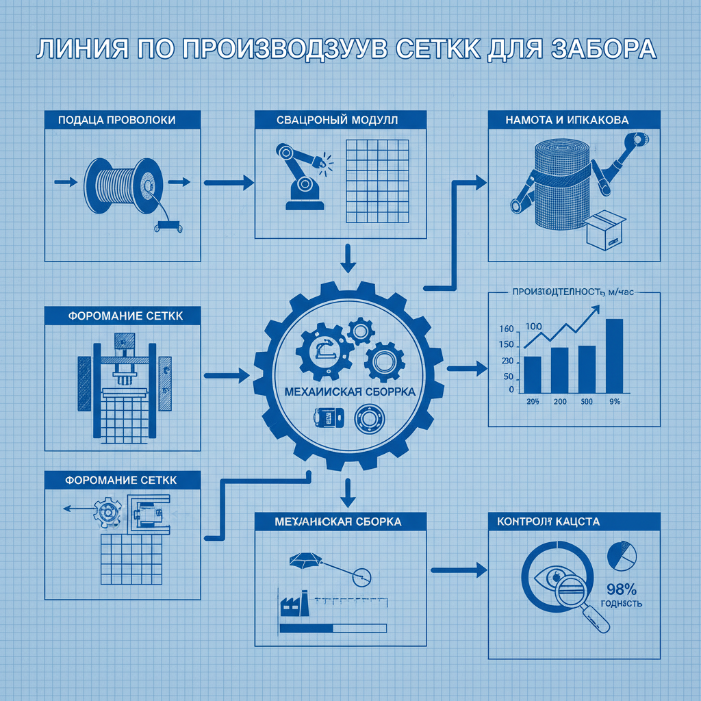 линия по производству сетки для забора