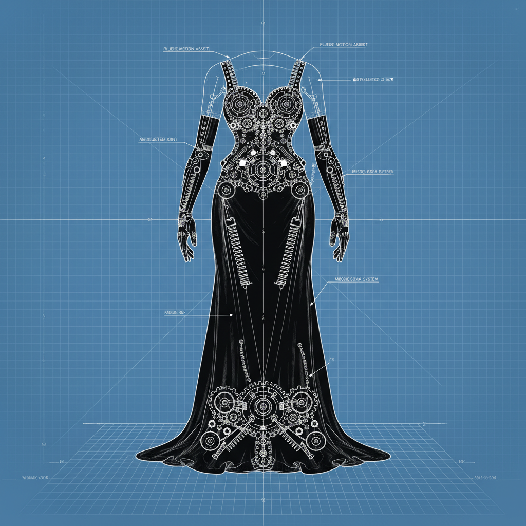 black gown with gloves