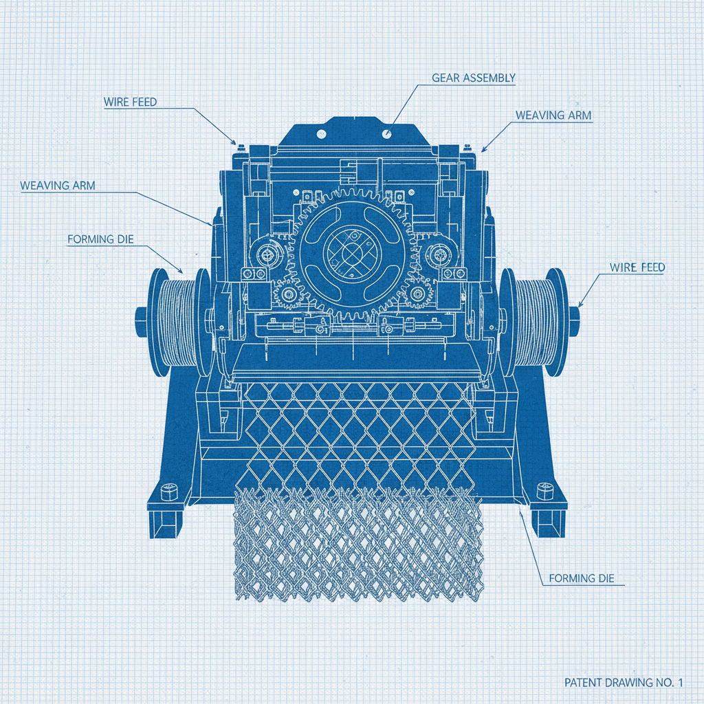 машина для вязания звеньев цепи для травяных ограждений