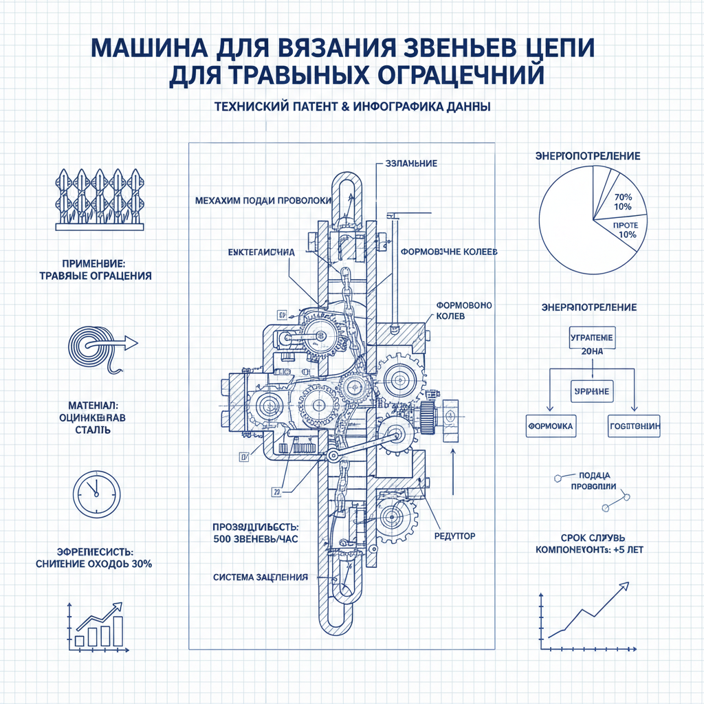 машина для вязания звеньев цепи для травяных ограждений