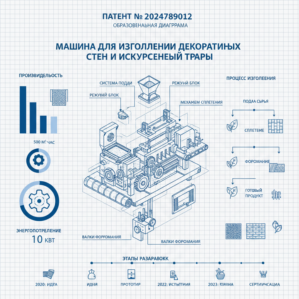 машина для изготовления декоративных стен из искусственной травы