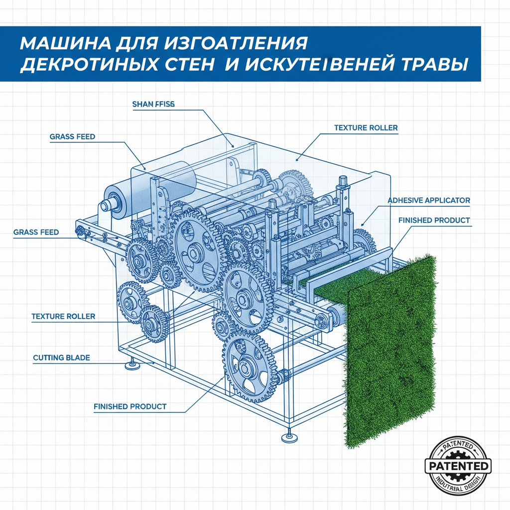 машина для изготовления декоративных стен из искусственной травы