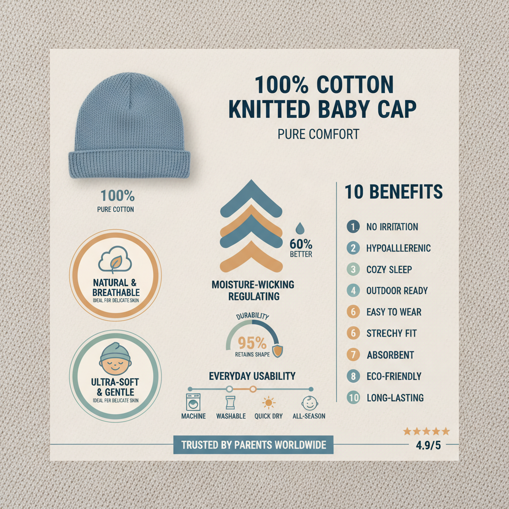 Essential Comfort and Safety 100 Cotton Knitted Baby Cap for Newborns