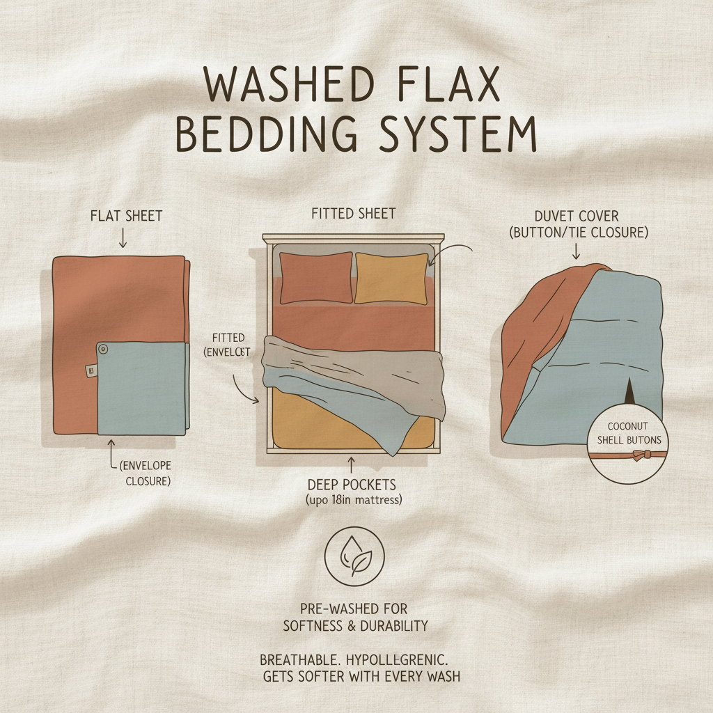 Experience the Luxurious Comfort of Washed Flax Bed Sheet Set