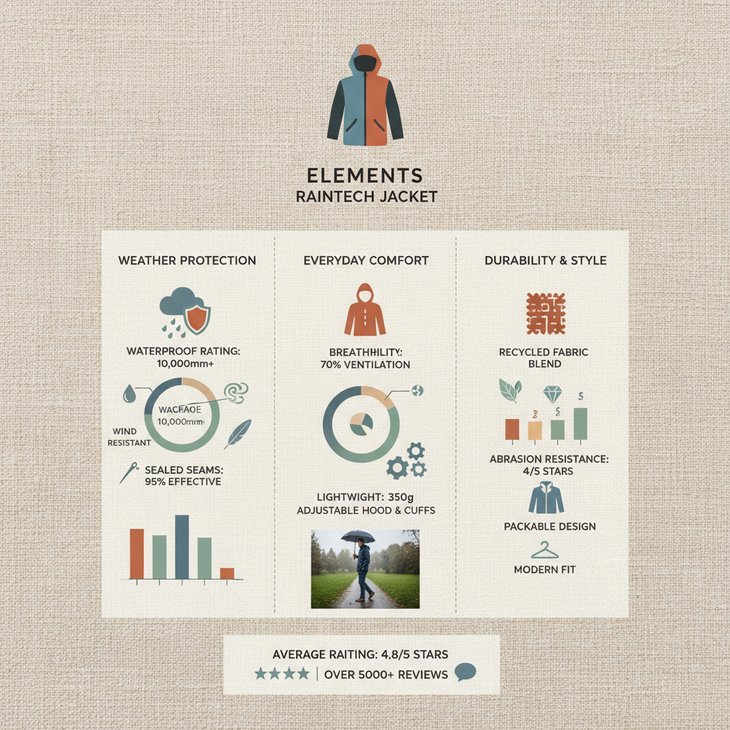 Essential Men's Rain Jacket with Hood for Outdoor Protection and Daily Use