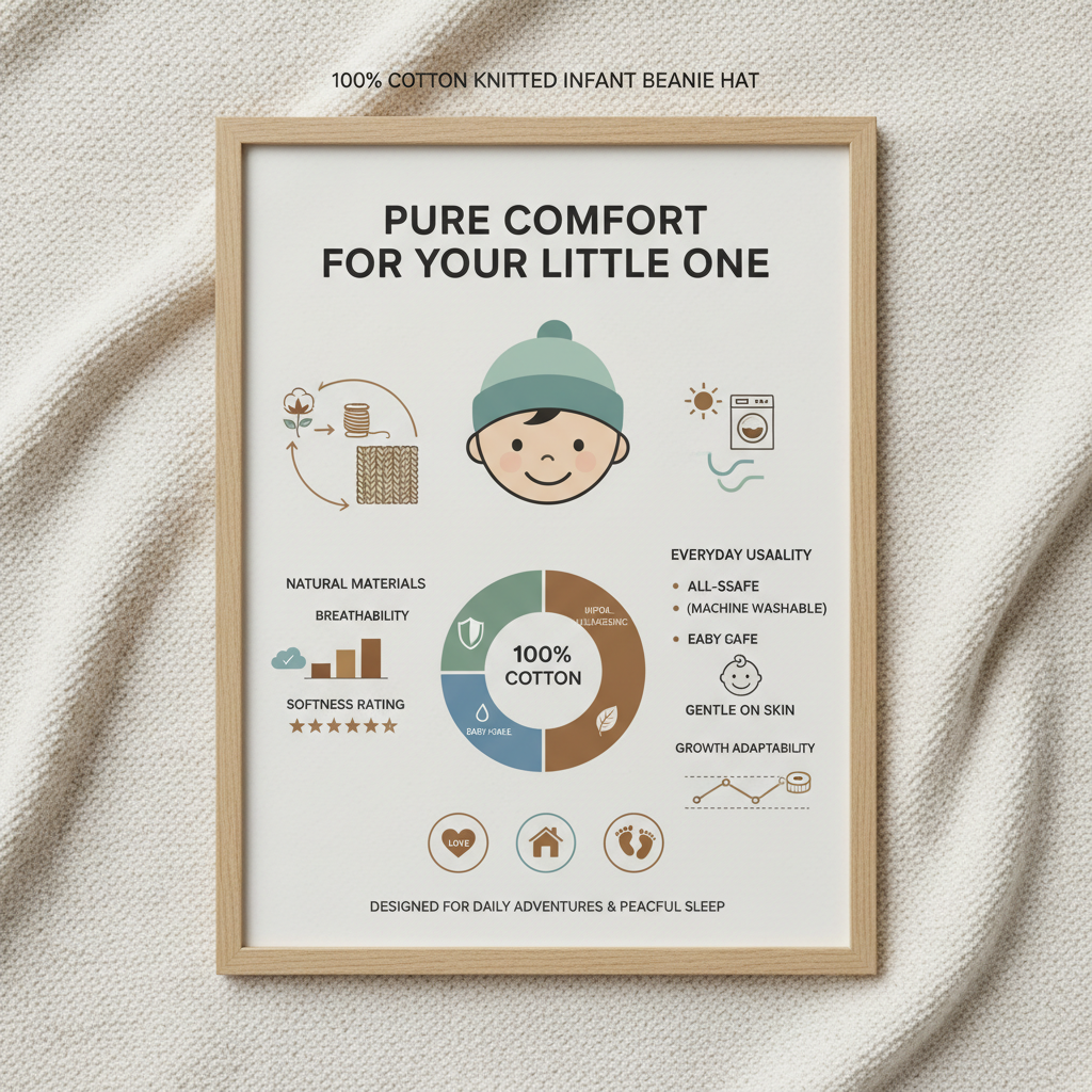 Comfort and Safety 100 Cotton Knitted Infant Beanie Hat for Newborns