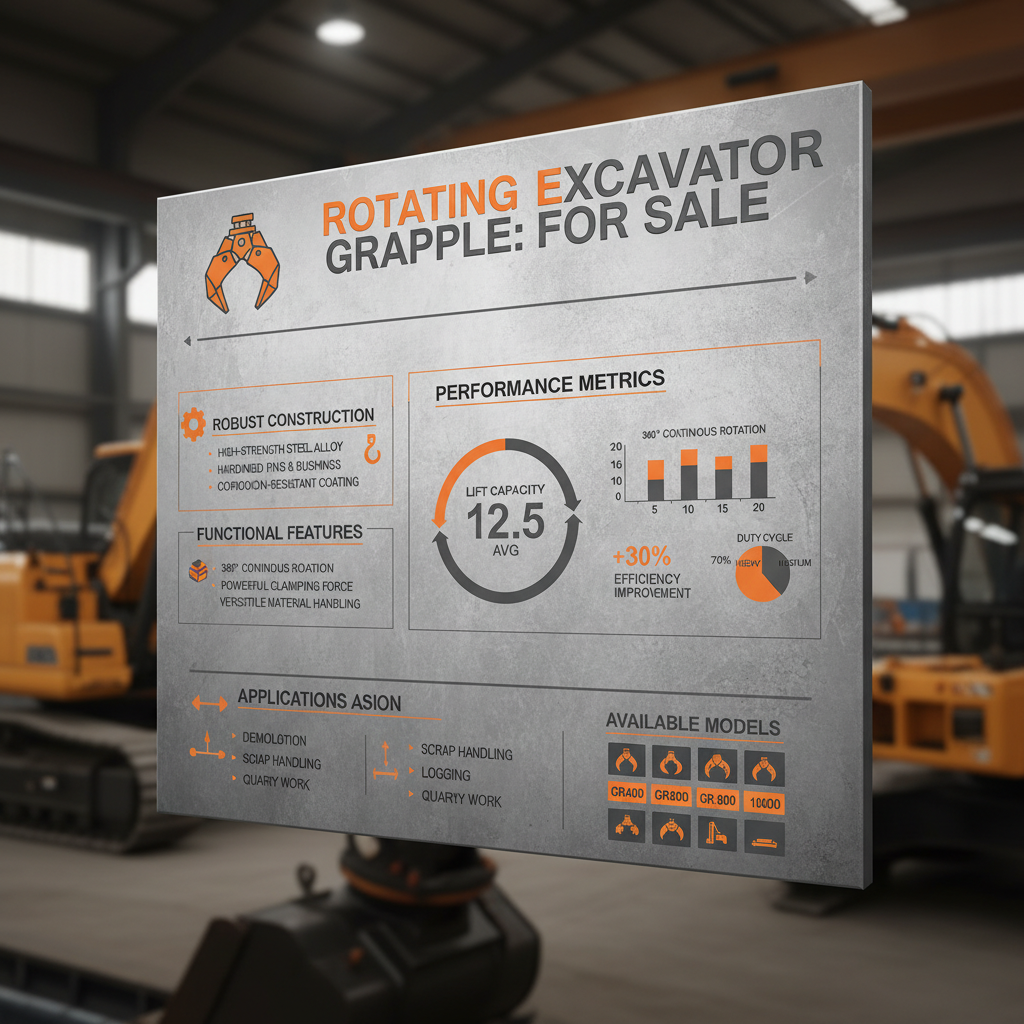 rotating grapple for excavator for sale