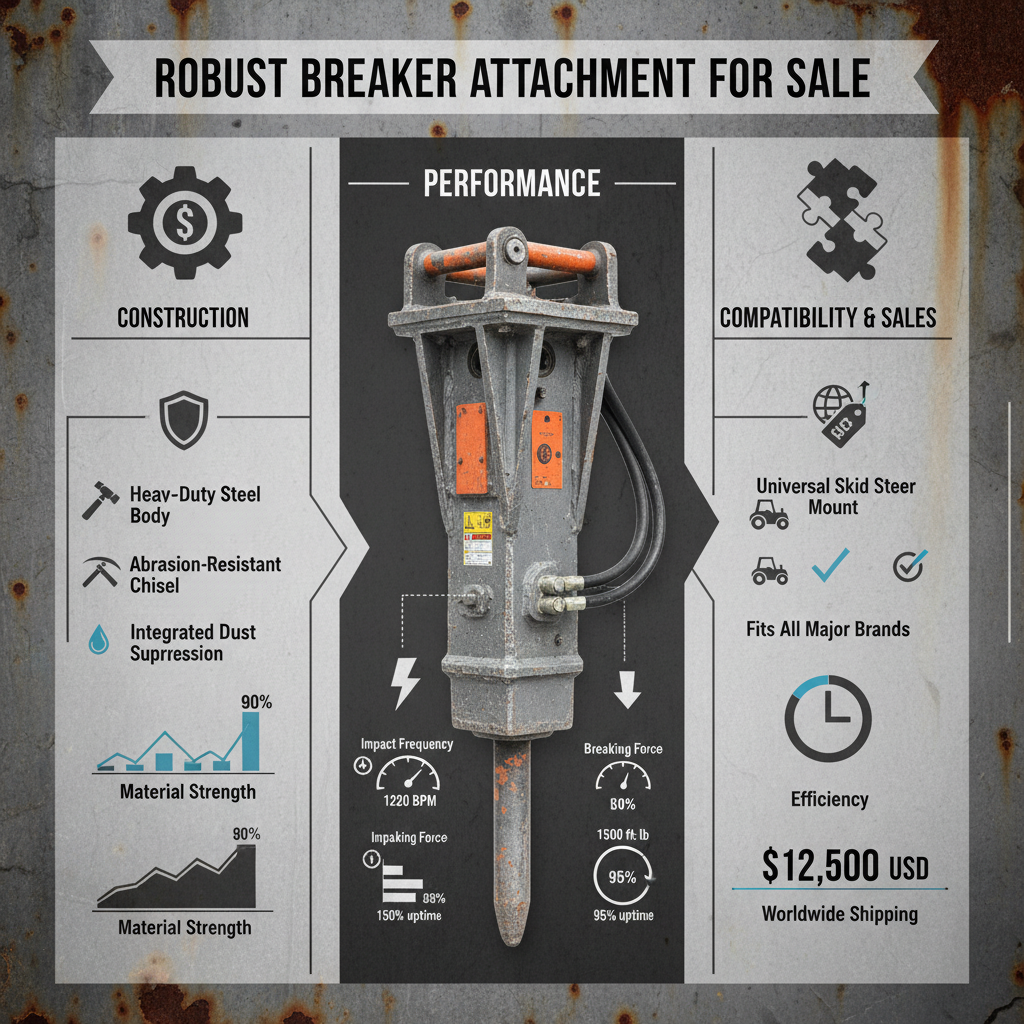skid steer breaker attachment for sale