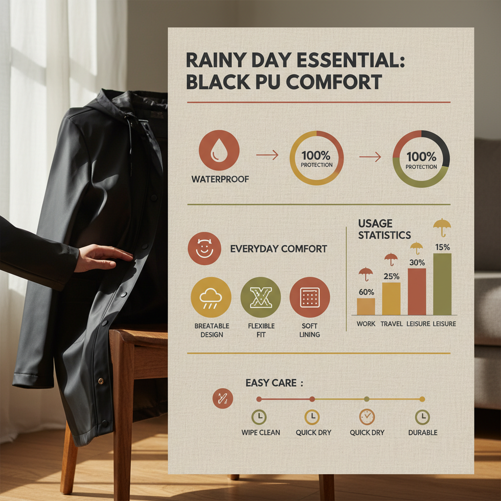 black pu raincoat