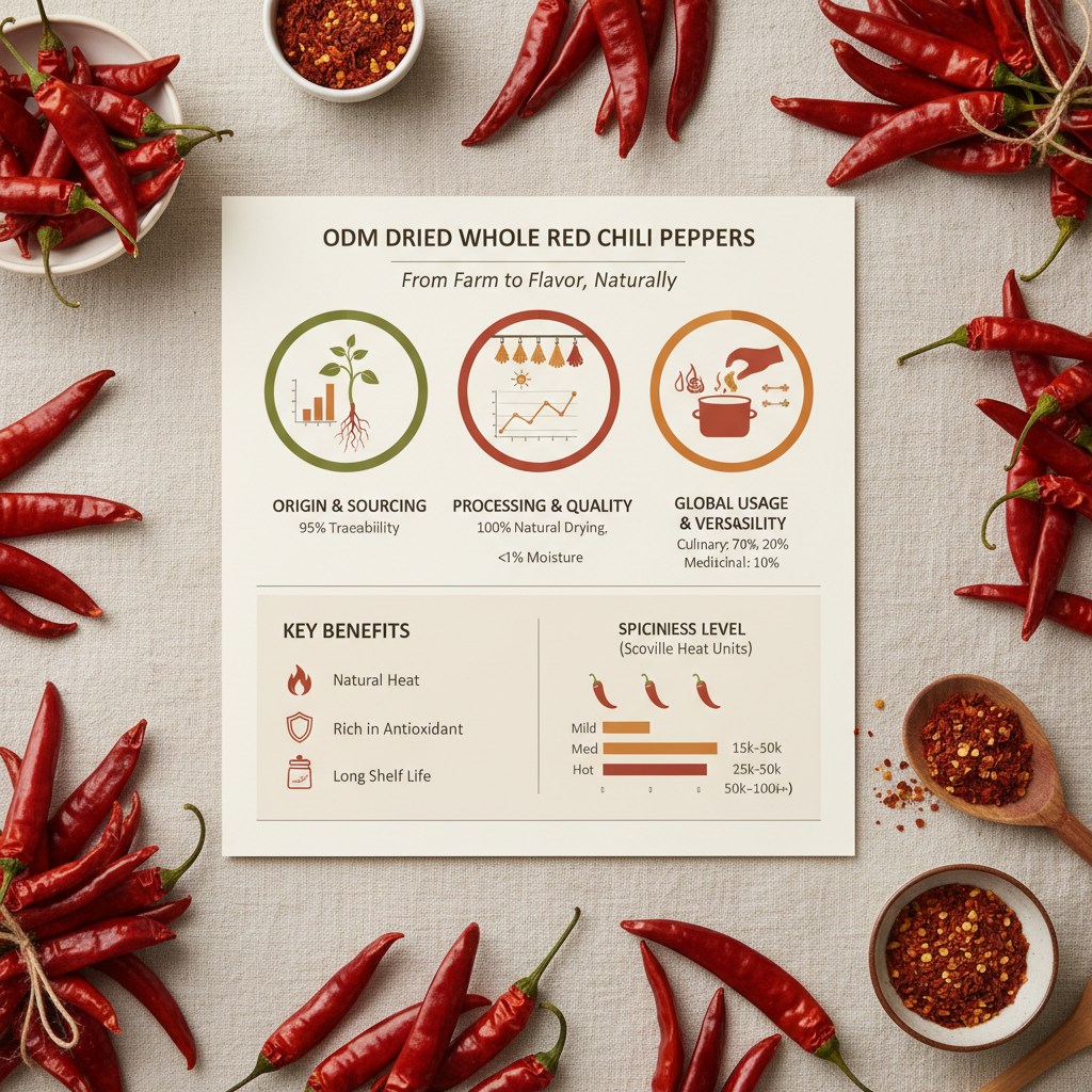odm dried whole red chili peppers