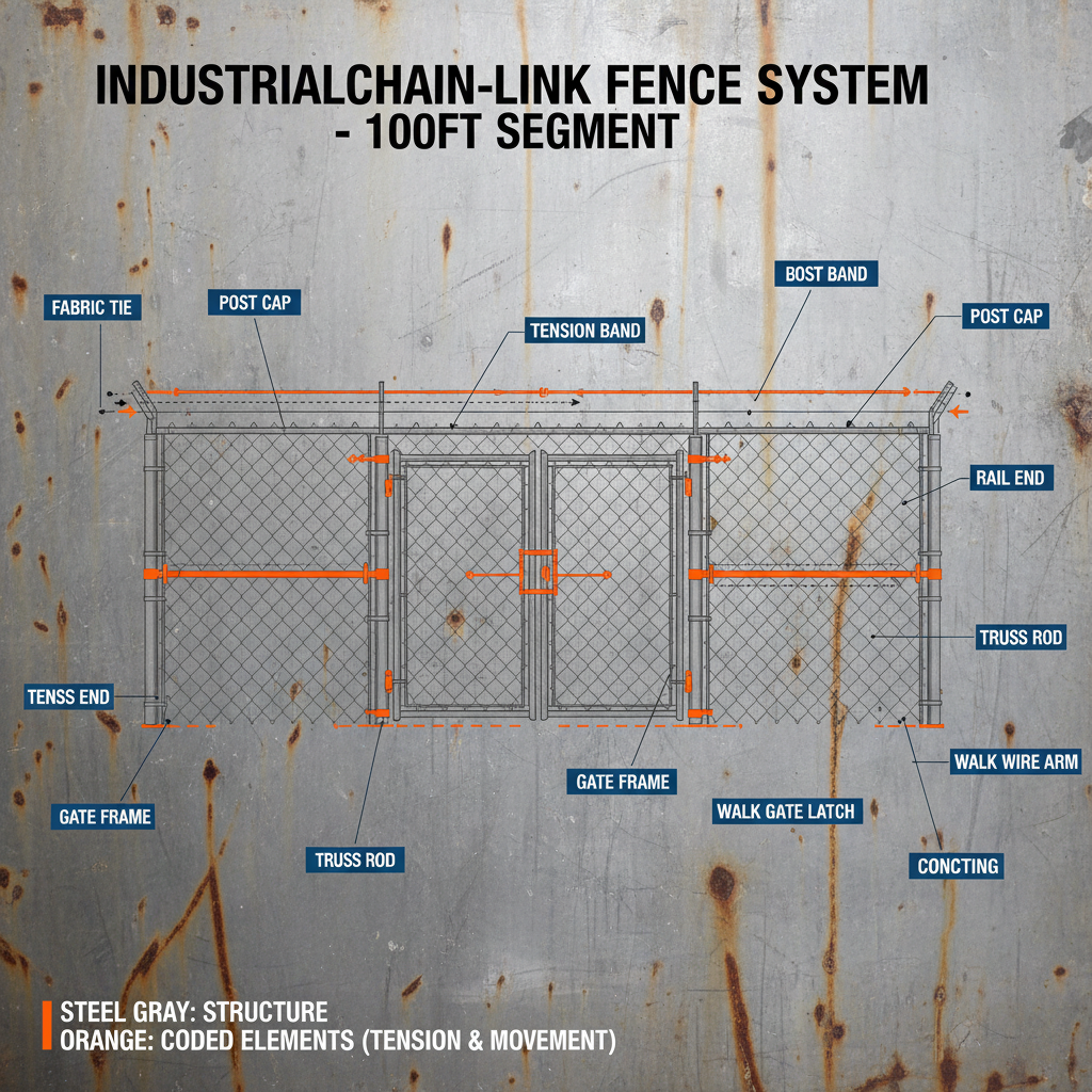 100 foot chain link fence