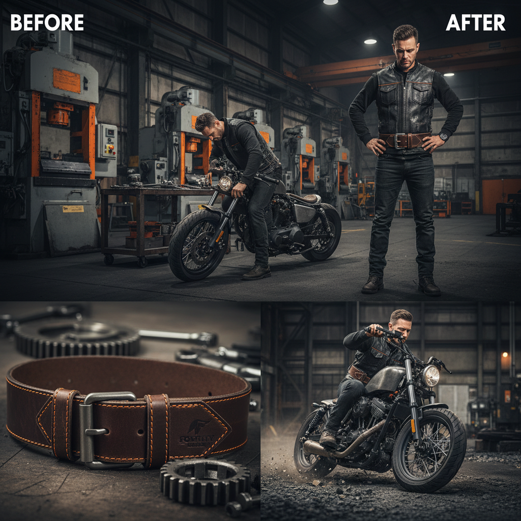 Enhance Your Ride with a Premium Leather Motorcycle Back Support Belt