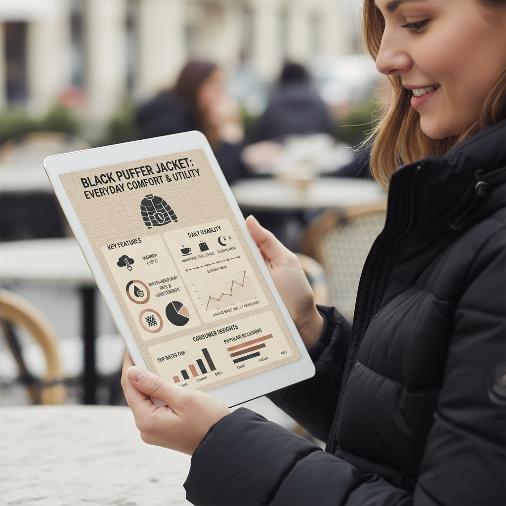 ladies black puffer jacket