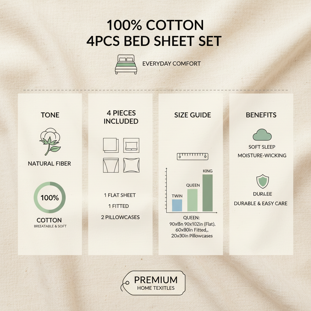 Experience Ultimate Comfort with a 100 Cotton 4pcs Bed Sheet Set