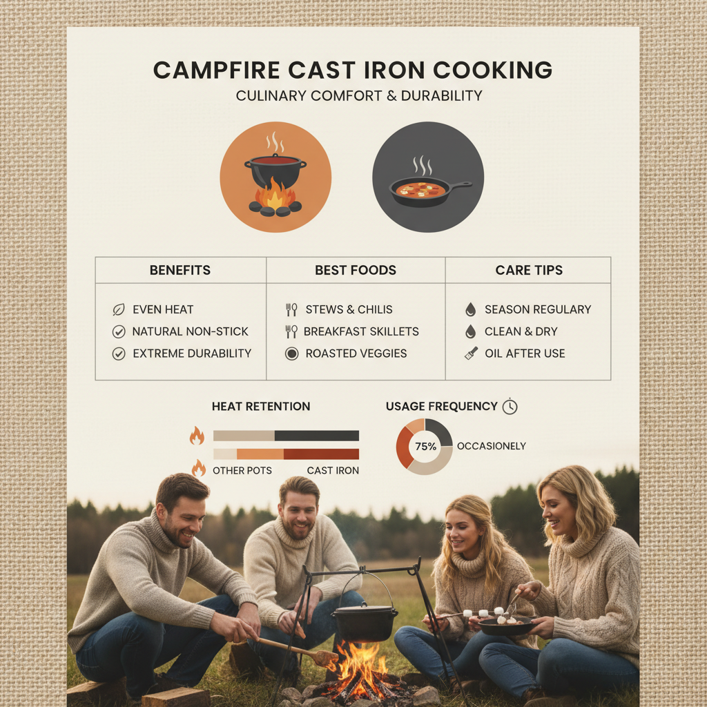cast iron cooking over campfire