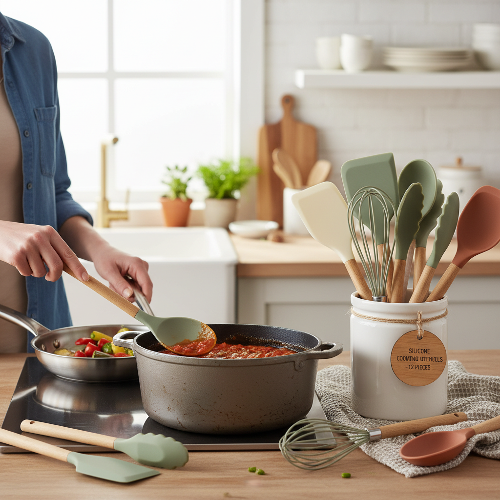 silicone cooking spoon set 12 pcs