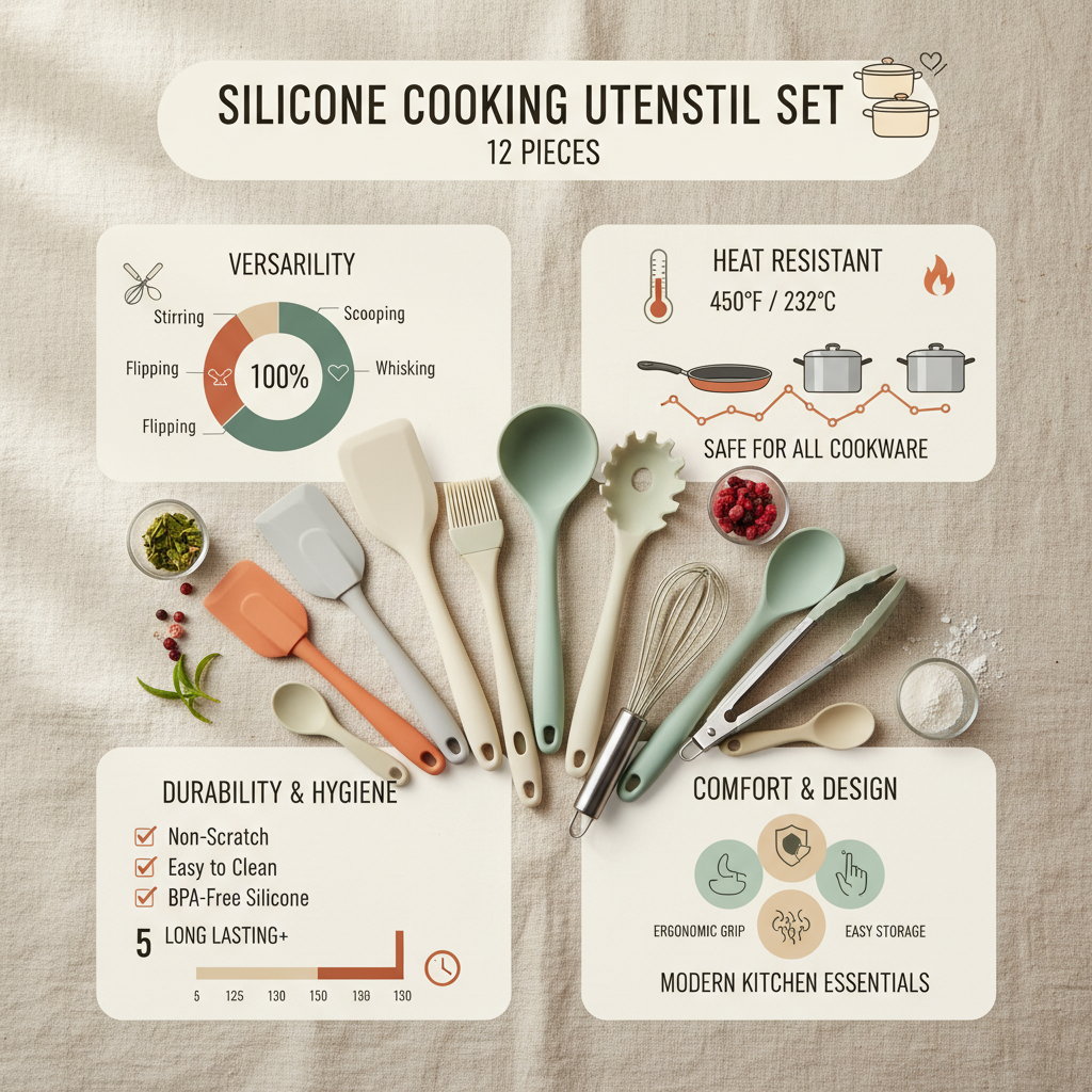 silicone cooking spoon set 12 pcs