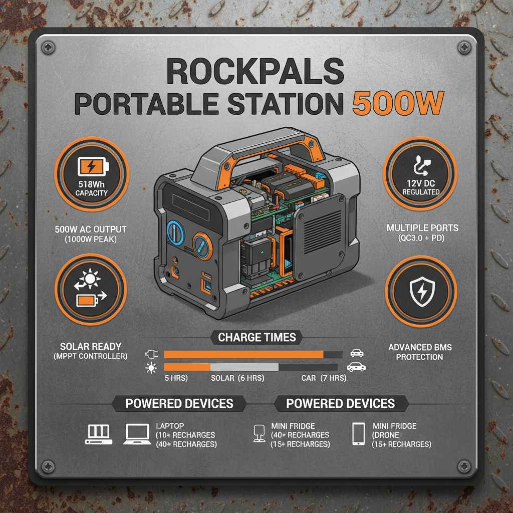 Rockpals Portable Power Station 500W Your Reliable Off Grid Power Solution
