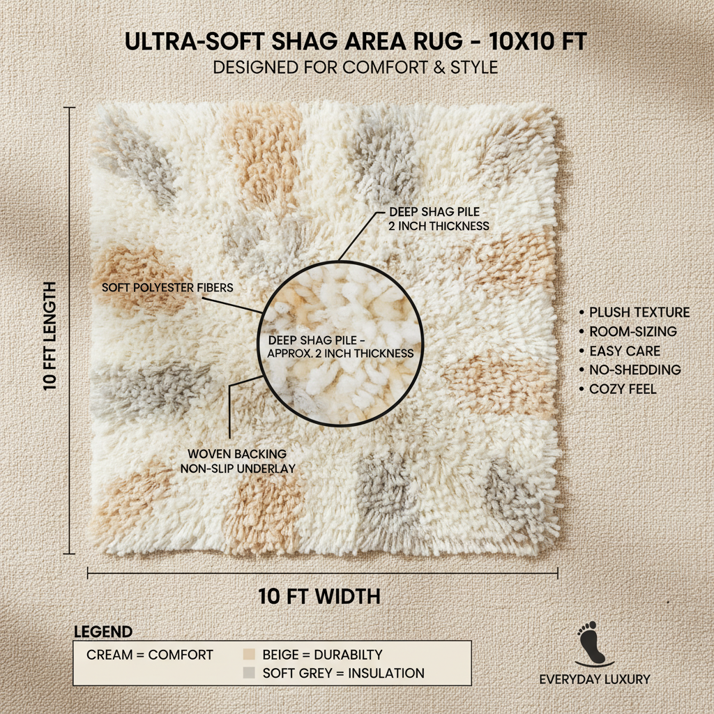 Enhance Your Home with a Luxurious 10 x 10 Shag Rug for Ultimate Comfort