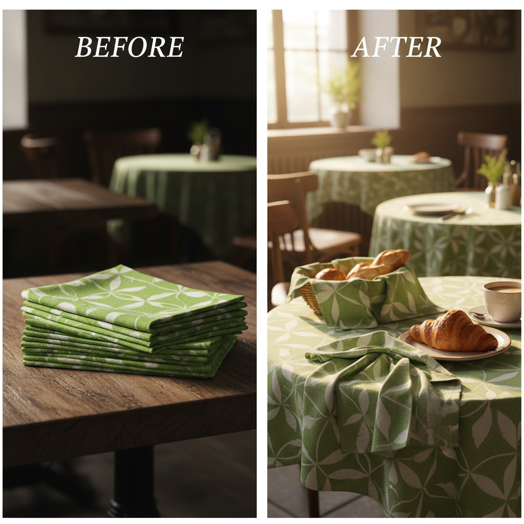 Enhance Your Dining Experience with Restaurant Green Pattern Cotton Napkins