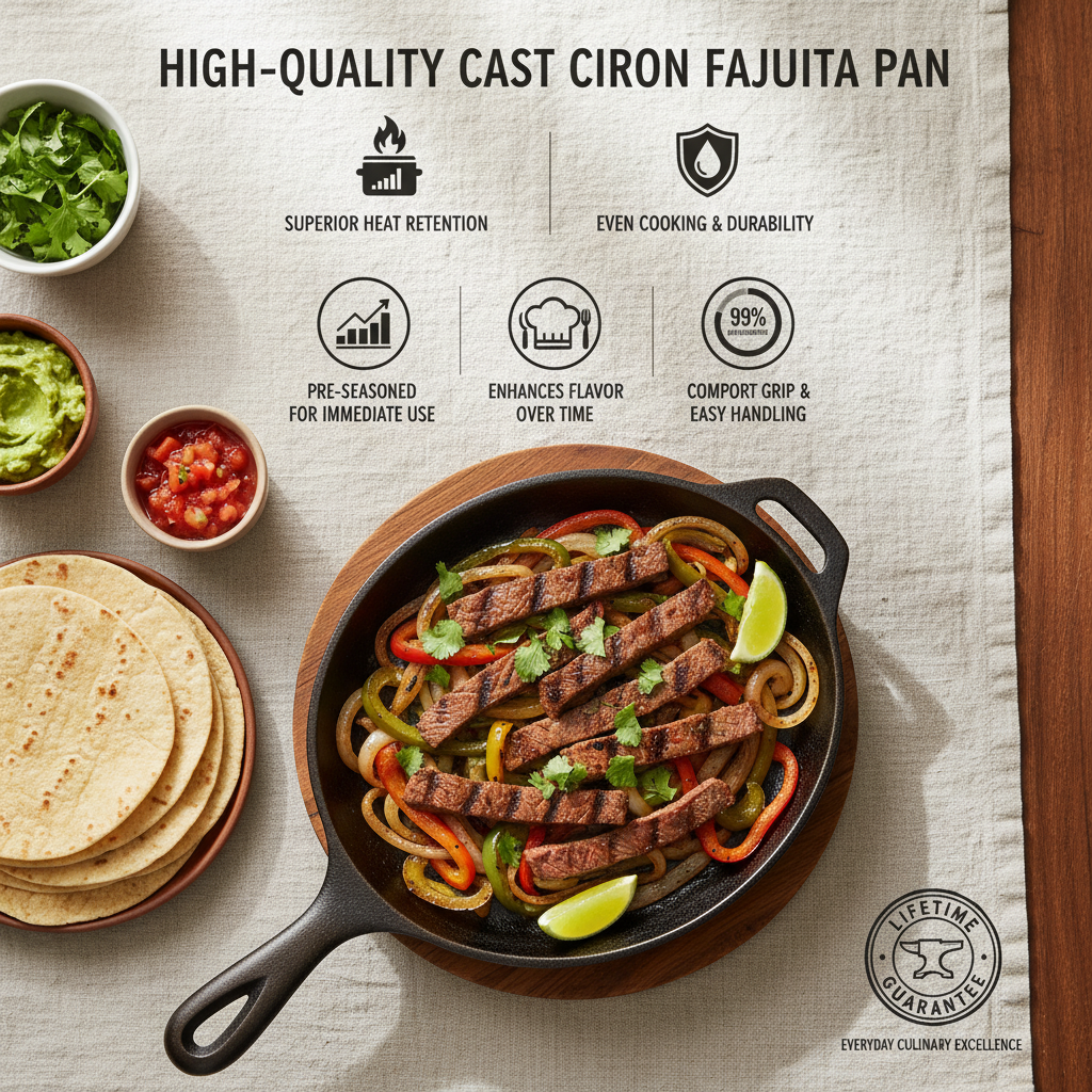 high quality cast iron fajita pan