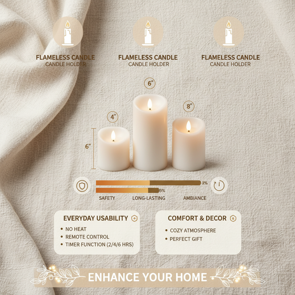 Enhance Your Home Decor with the Warm Glow of 3 Flameless Candles