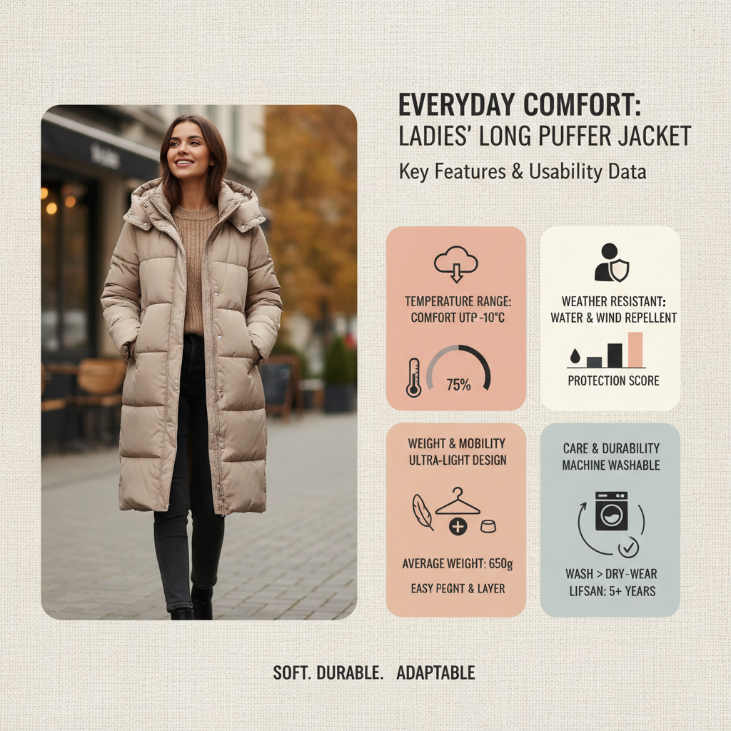 ladies long puffer jacket