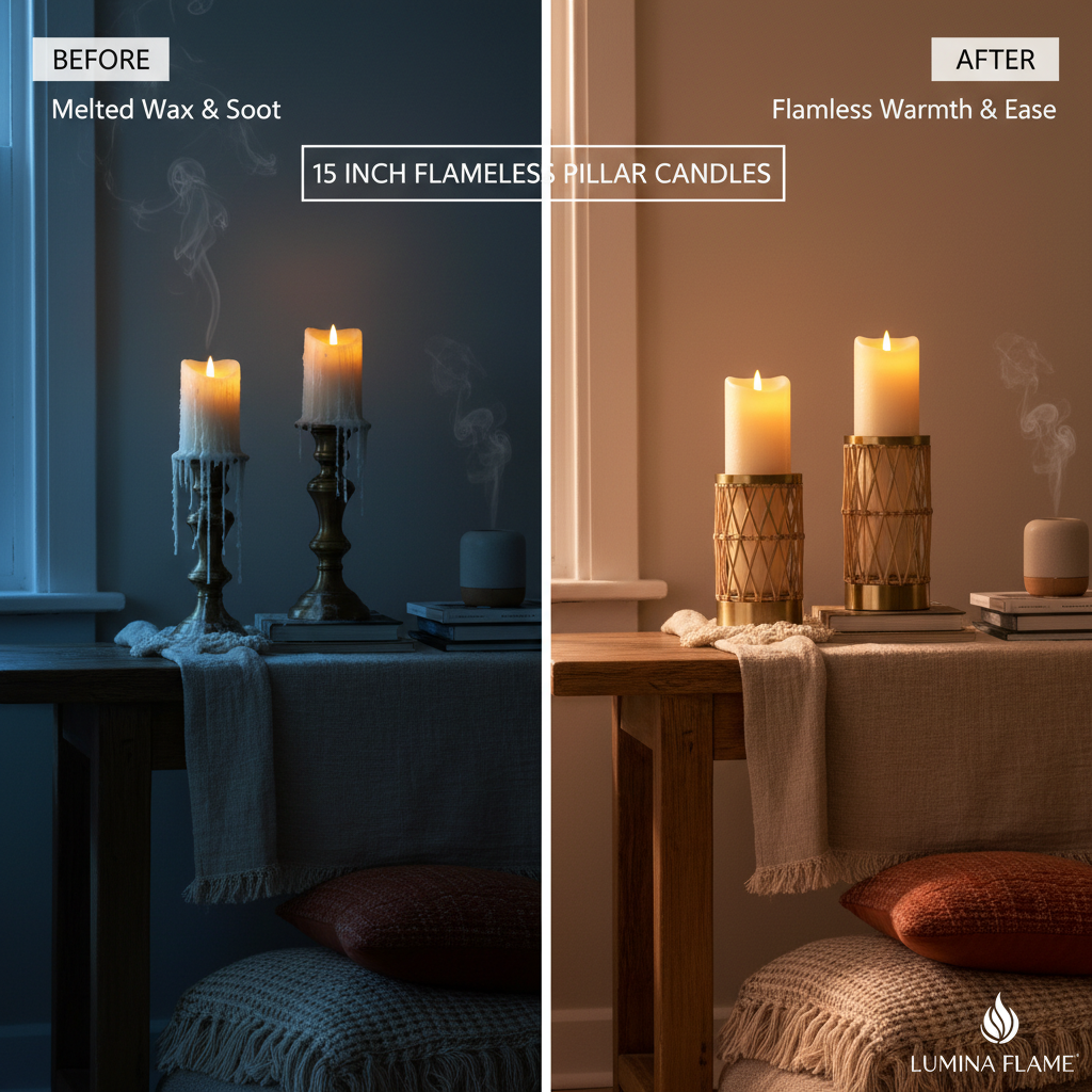 Enhance Your Home Decor with Beautiful 15 Inch Flameless Pillar Candles