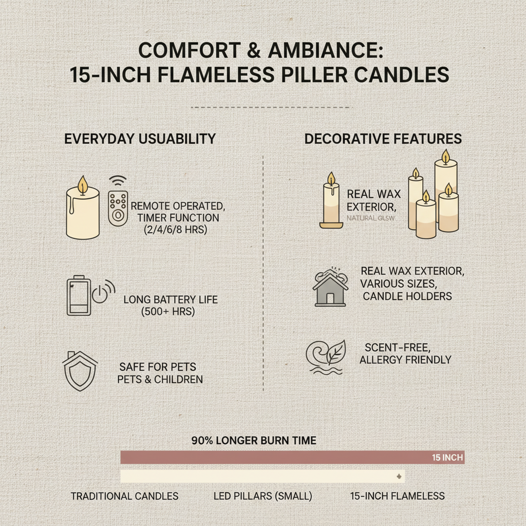 Enhance Your Home Decor with Beautiful 15 Inch Flameless Pillar Candles