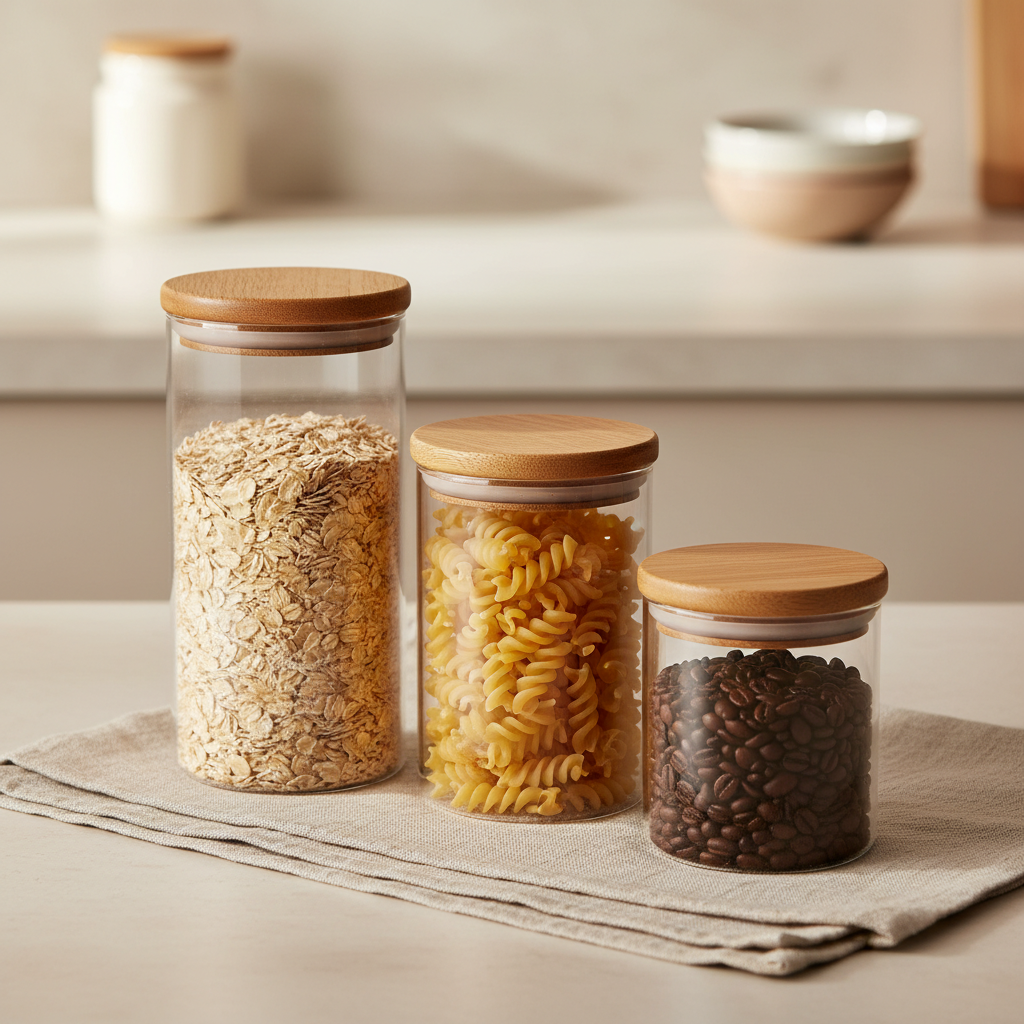 Stylish Glass Canister Wood Top for Kitchen Storage Solutions
