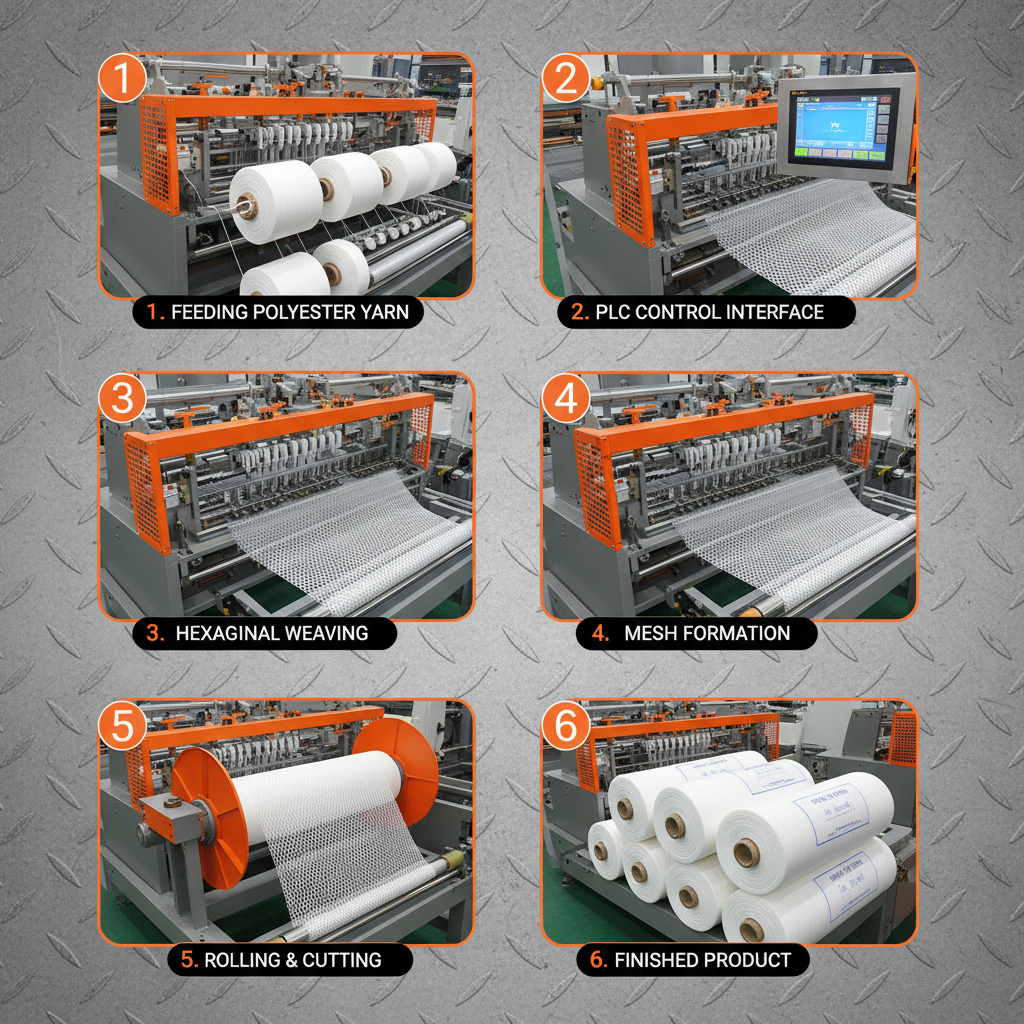 China PLC Polyester Hexagonal Wire Mesh Machine