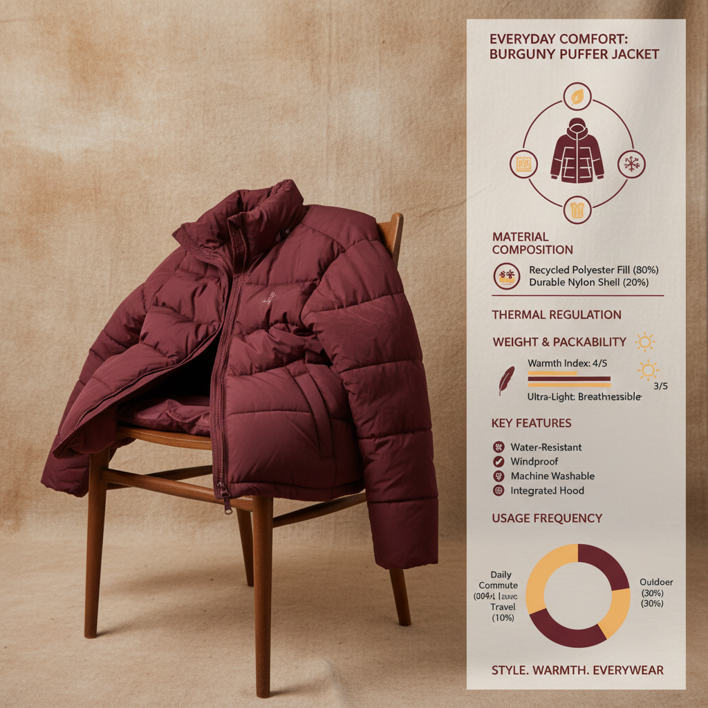 burgundy puffer jacket
