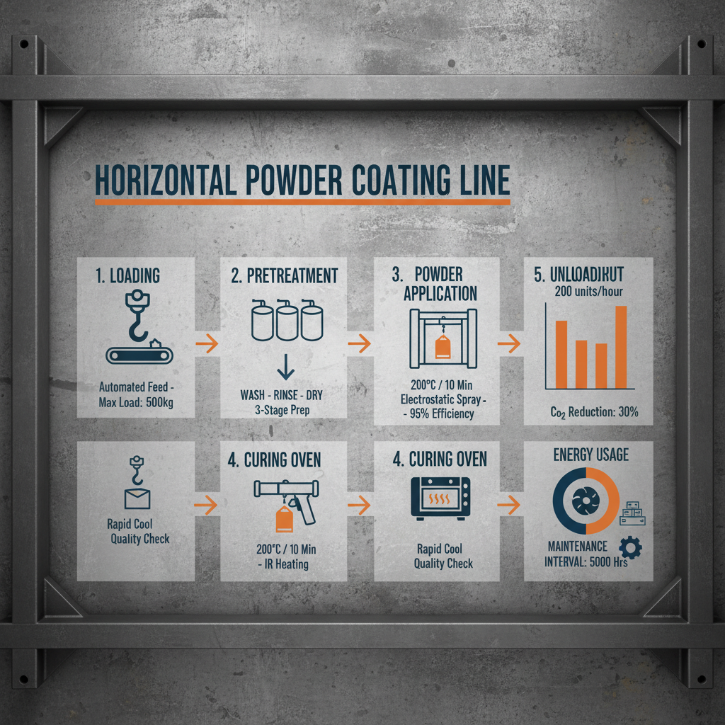 horizontal powder coating line