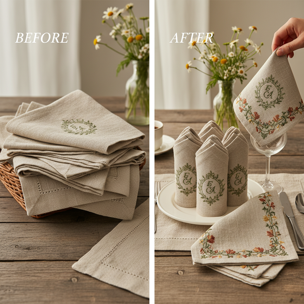 Elevate Your Dining Experience with Custom Linen Napkins Embroidered
