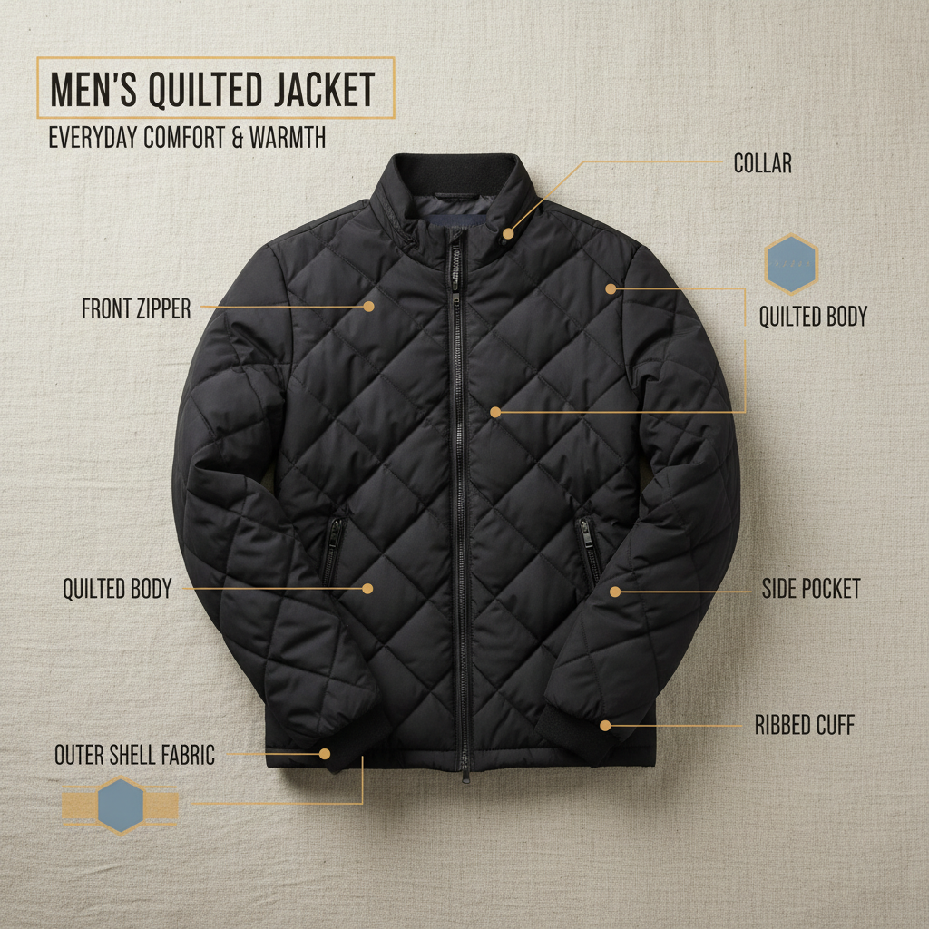 mens black quilted jacket