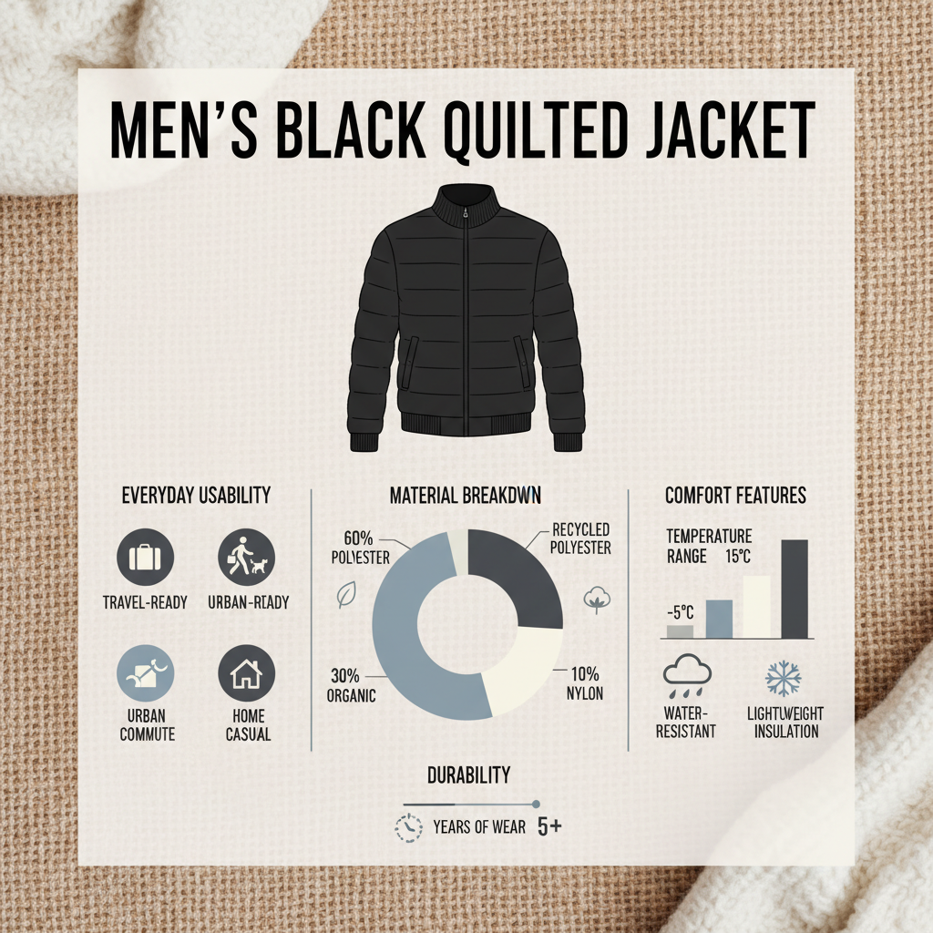 mens black quilted jacket