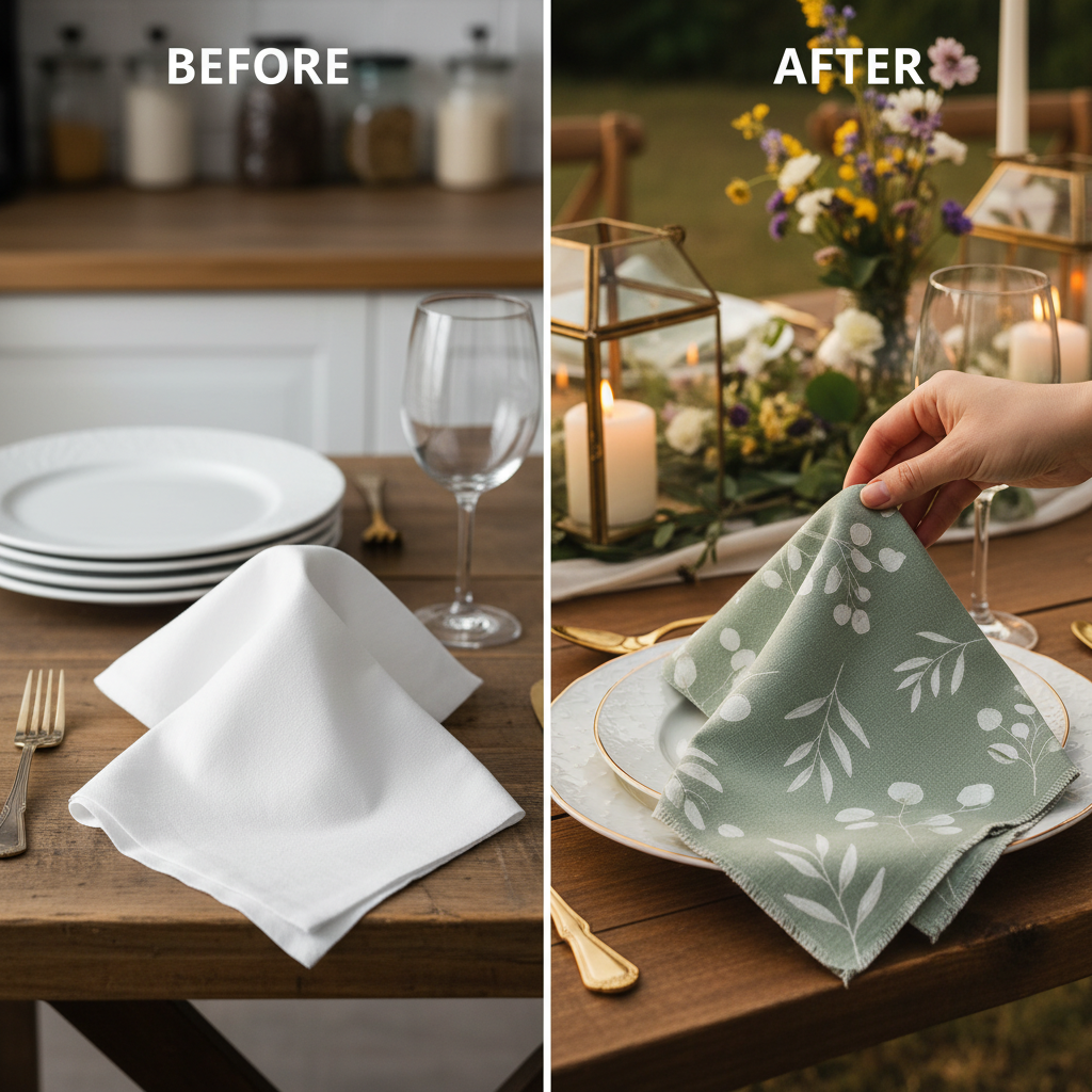 Elegant Wedding Green Botanical Cotton Napkins For Memorable Events