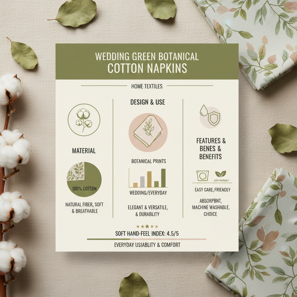 Elegant Wedding Green Botanical Cotton Napkins For Memorable Events