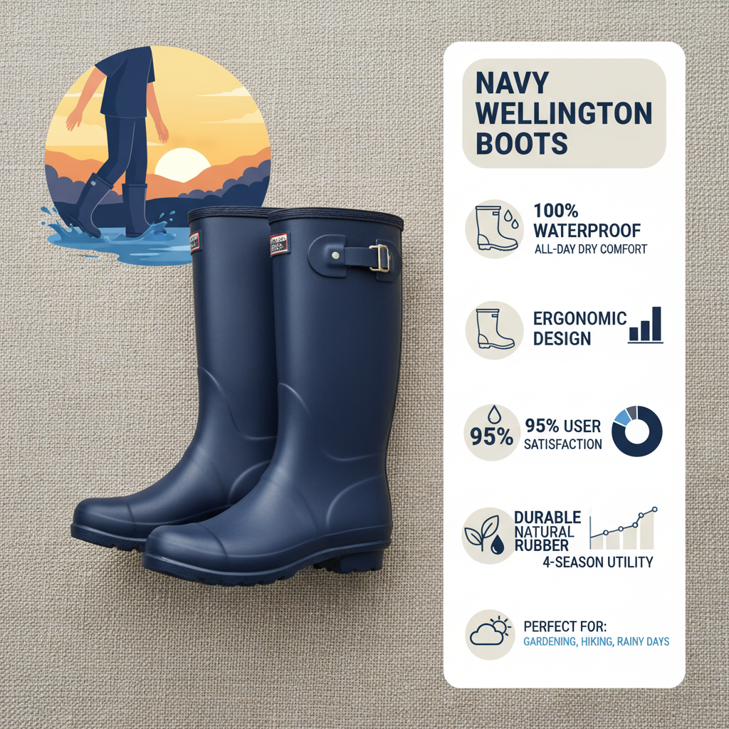 Stylish and Practical Navy Wellington Boots for Outdoor Adventures