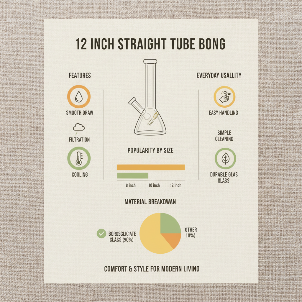 Explore the Classic 12 Inch Straight Tube Bong for a Smooth Experience